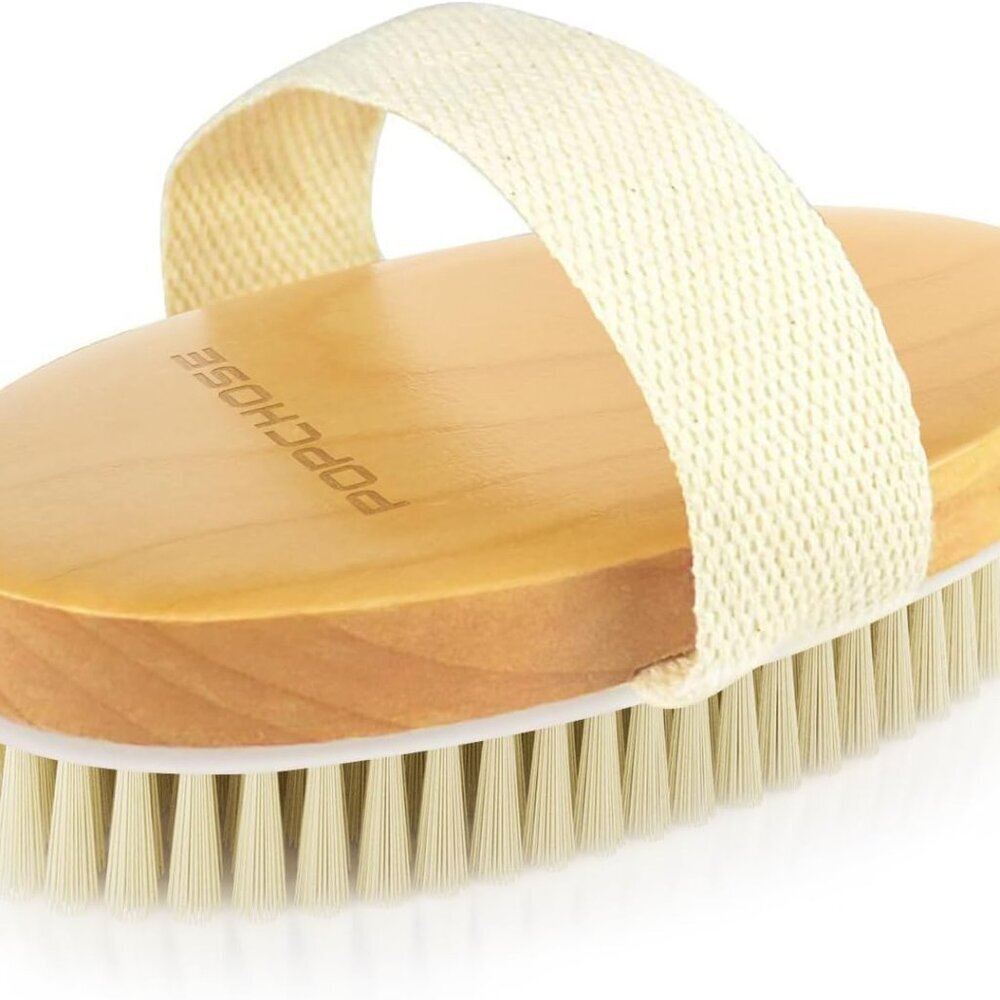 Dry Brushing Body Brush, Natural Bristle Dry Skin Exfoliating Brush Body Scrub f